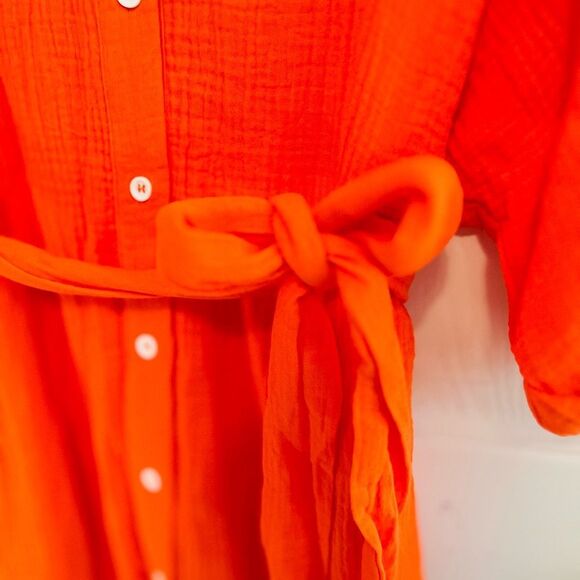 Victoria Dunn Orange Polo Collar Dress 3/4 Dolman Sleeves NWT - Picture 6 of 7